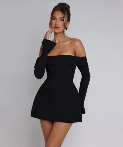 SHEIN Off Shoulder Long Sleevds Mini Dress